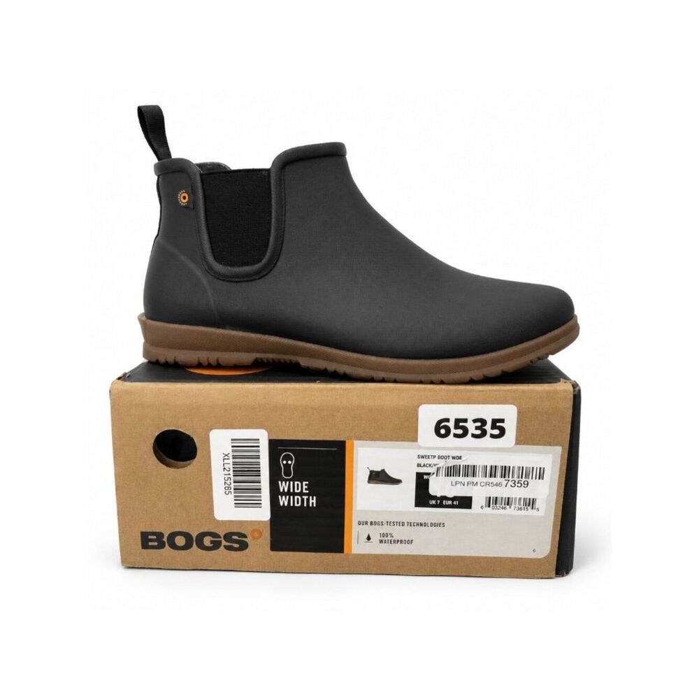 BOGS Sweet Pea Chelsea Rain Boots Women’s 10 Wide Black Waterproof Ankle Boots - Picture 3 of 7